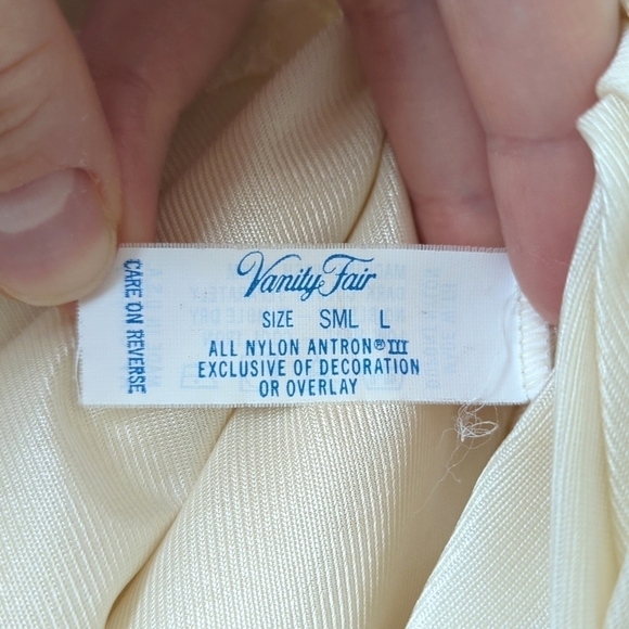 Vanity Fair 80's Vintage Silky Lace Trim High Waisted Mini Slip Skirt Cream L - Picture 7 of 10